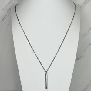 Chico's Minimalist Bar Pendant Silver Long Layering Necklace ✨